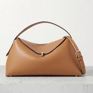 Toteme T-Lock Shoulder Bag Tan Pebbled Leather